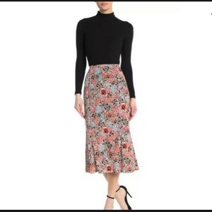 NWT Veronica Beard Diane Floral Silk Midi Skirt Size 2